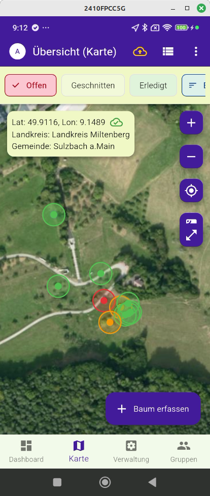 Screenshot MistelMonitor-App Soden