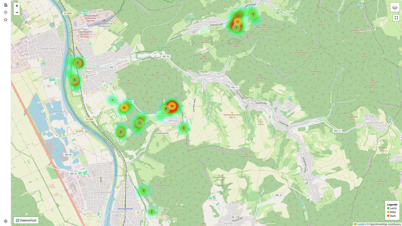 Ansicht der digitalen Mistelmonitor-Karte