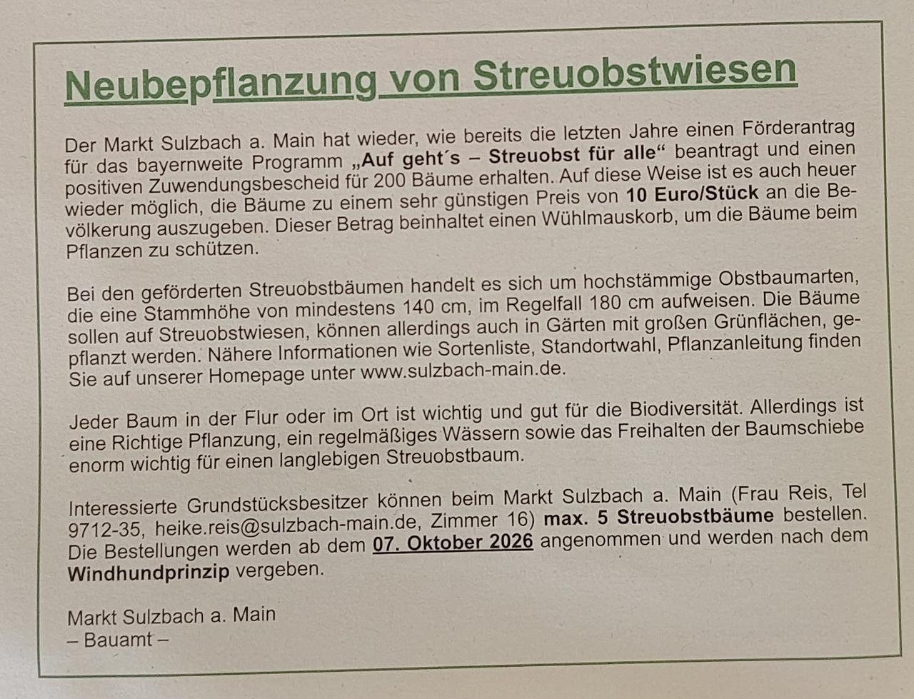 Bäume für die Streuobstwiesen